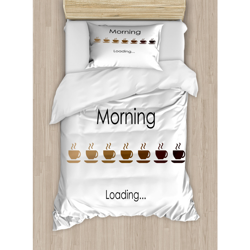 Morning Loading Coffee Cups Duvet Cover Set