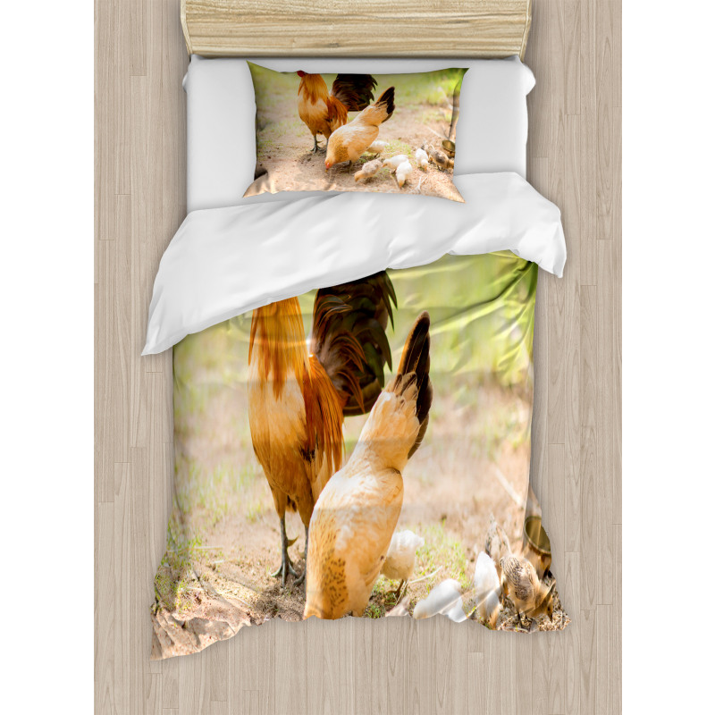 Chicken Family Photo Duvet Cover Set