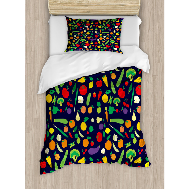 Vegetables and Fruits Cartoon Duvet Cover Set