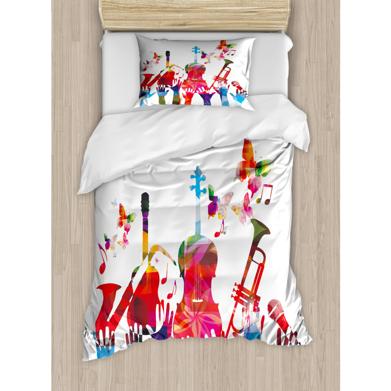 Vivid Polygonal Instruments Duvet Cover Set