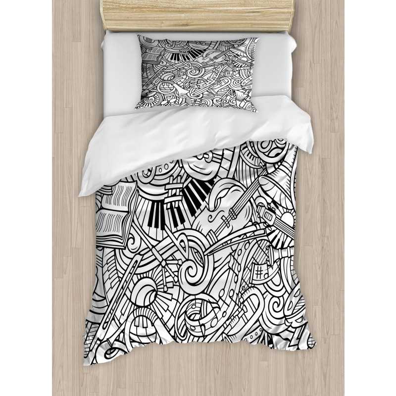 Chaotic Doodle Musical Duvet Cover Set