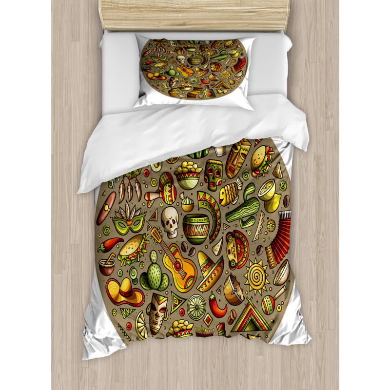 Colorful Doodles in Square Duvet Cover Set