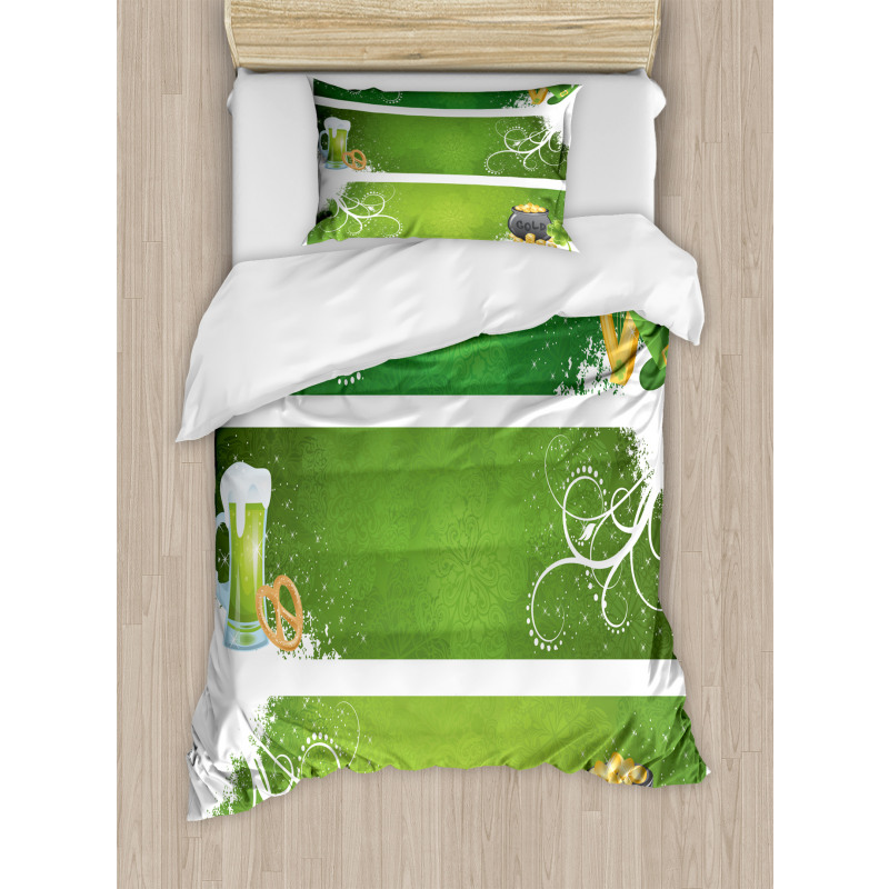 Hat Beer and Pot of Gold Duvet Cover Set