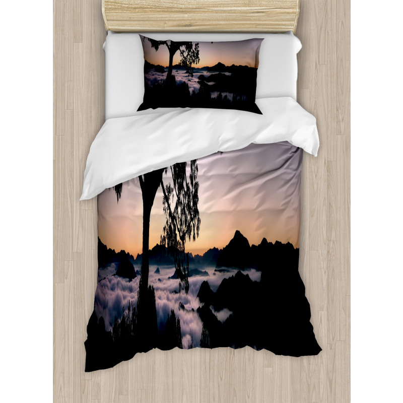 Fog Fill Valley Sunset Duvet Cover Set