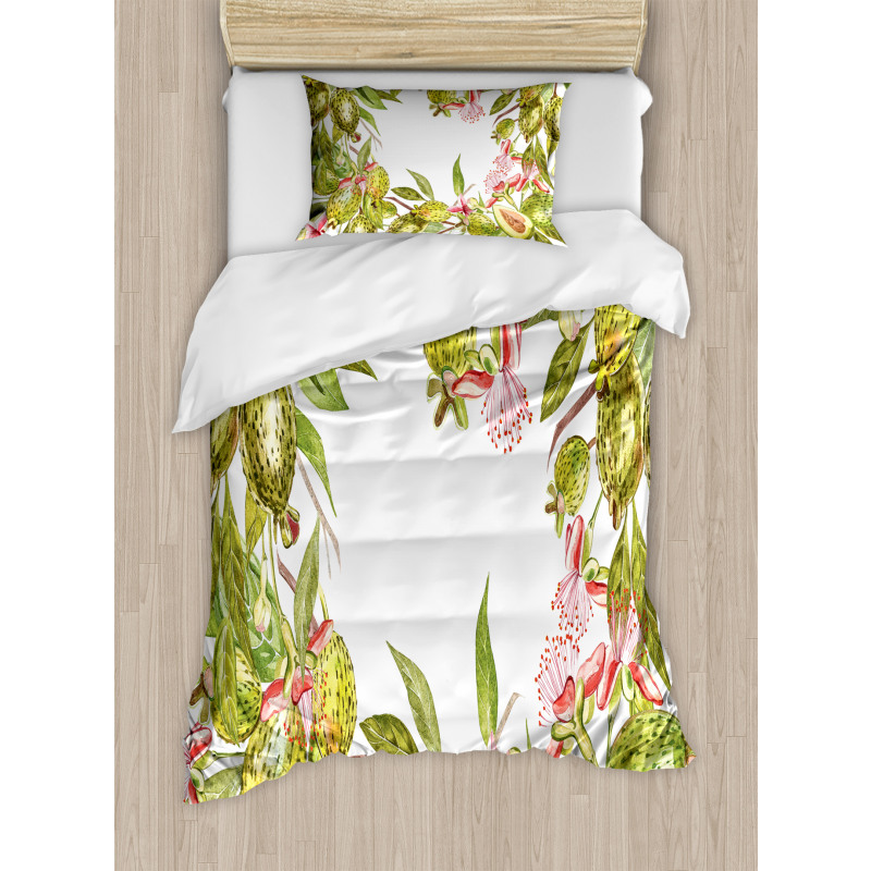 Feijoa Exotic Fruit Floral Duvet Cover Set