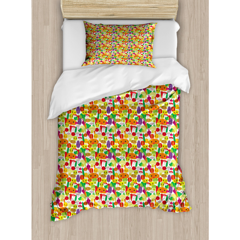 Smile Kawaii Foods Duvet Cover Set