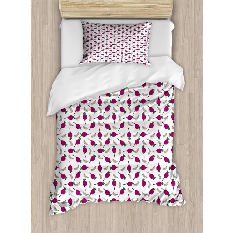 Cartoon Garlic and Beet Duvet Cover Set