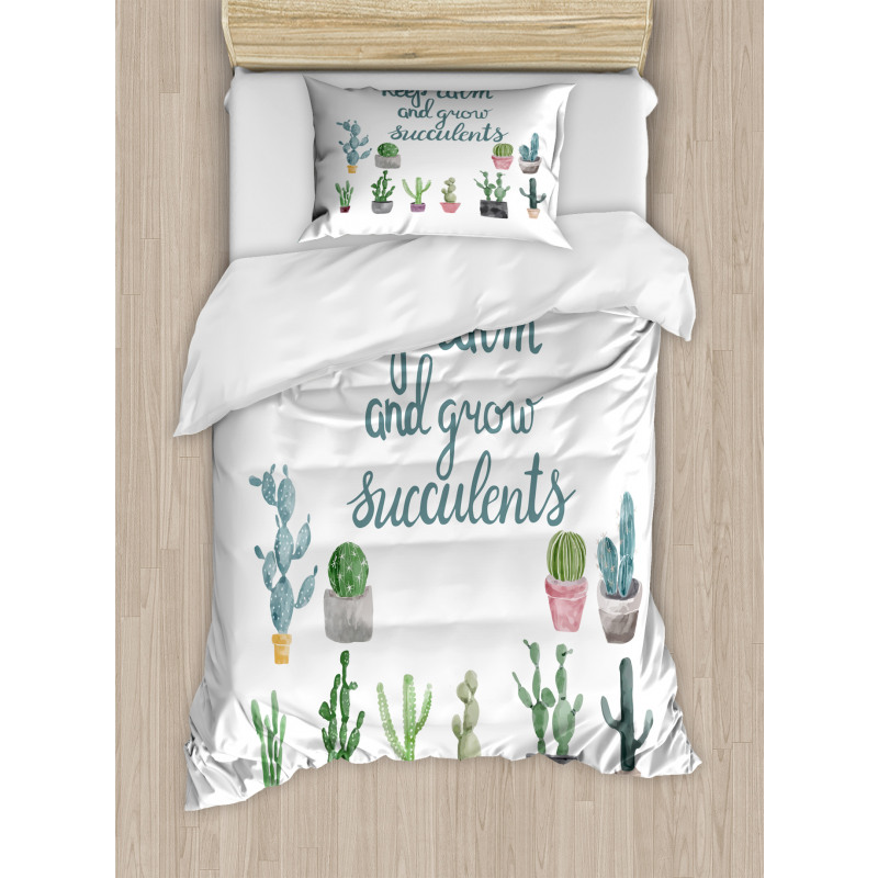 Grow Succulents Plant Pot Duvet Cover Set