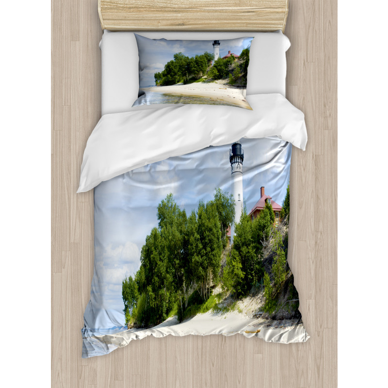 Lighthouse at Beach Duvet Cover Set