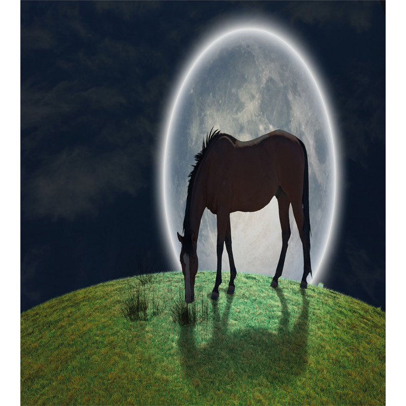 Horse on Hill Full Moon Duvet Cover Set