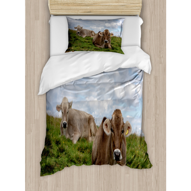 Resting Cows and Sky Duvet Cover Set