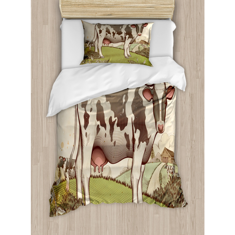 Dairy Cattle Farmland Duvet Cover Set