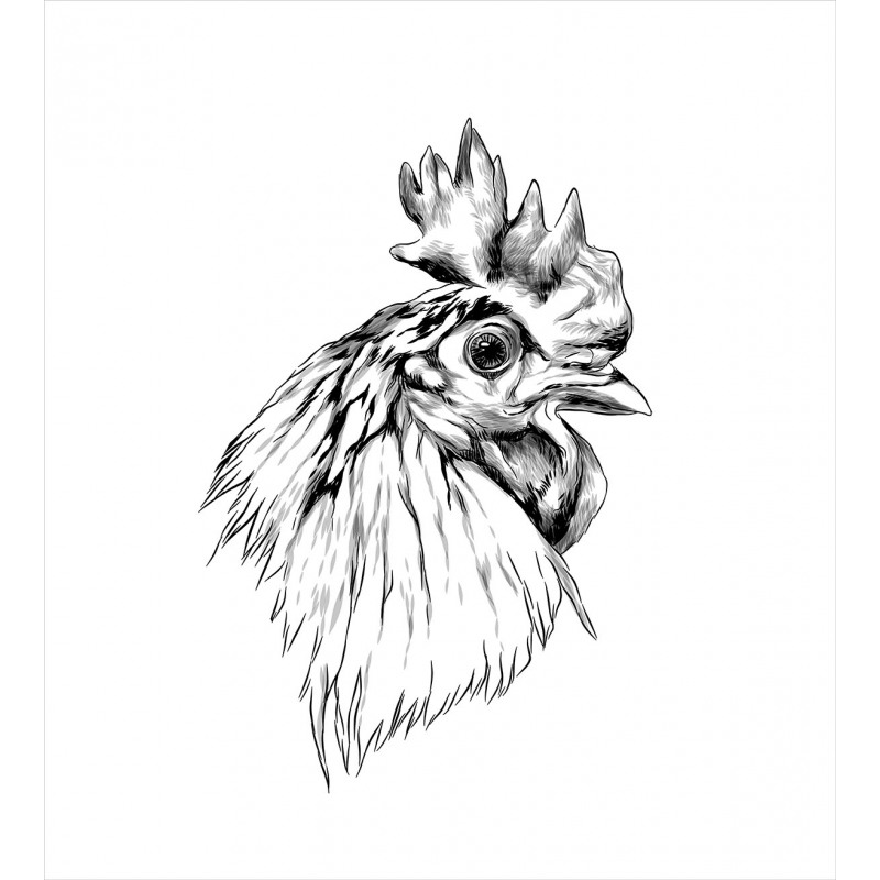 Rooster Head Portrait Duvet Cover Set