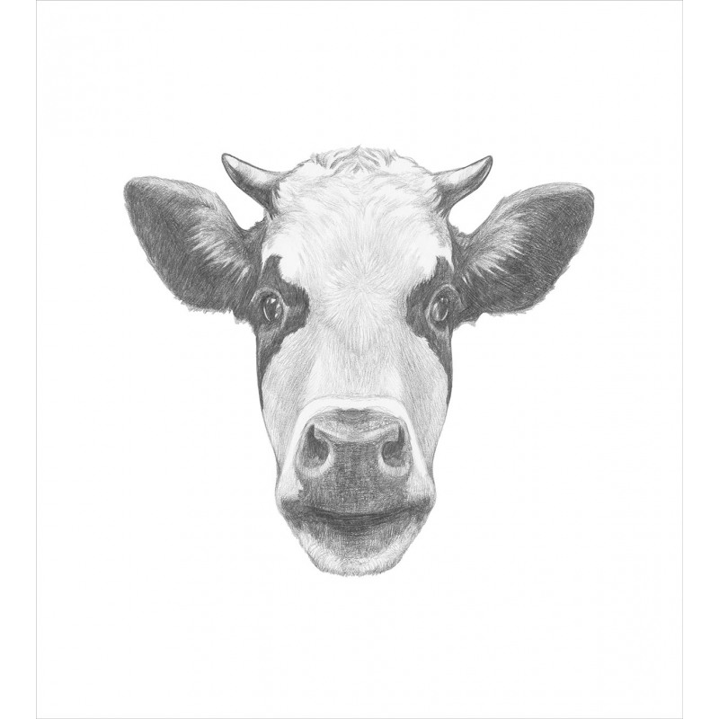 Sketch Portrait of Cow Duvet Cover Set