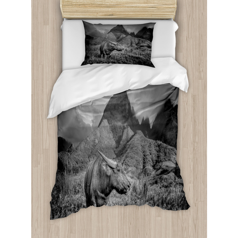 Buffalo on Rice Fields Duvet Cover Set