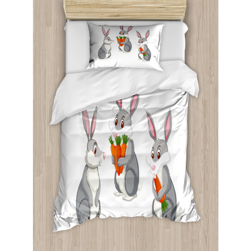 Funny Rabbit Cartoon Duvet Cover Set