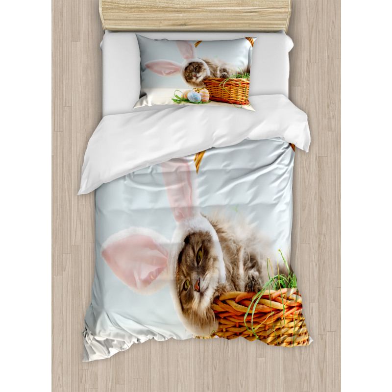 Cat as Easter Rabbit Duvet Cover Set