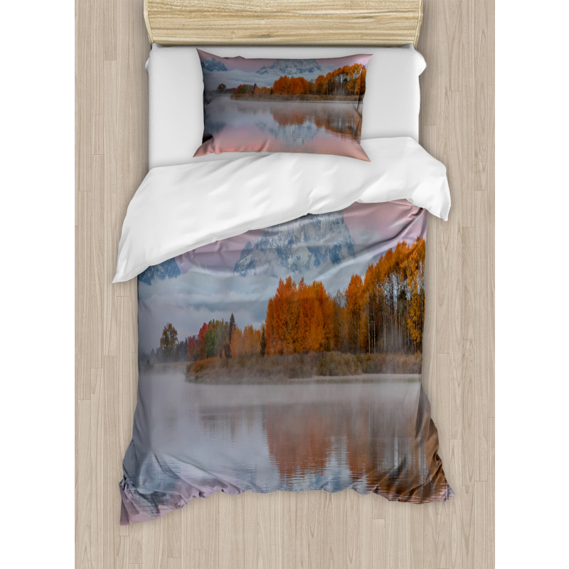 Outdoorsy Pink Sky Forest Duvet Cover Set