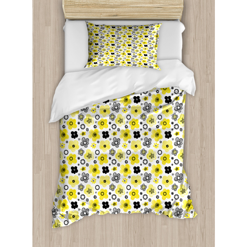 Bicolour Spring Flowers Duvet Cover Set