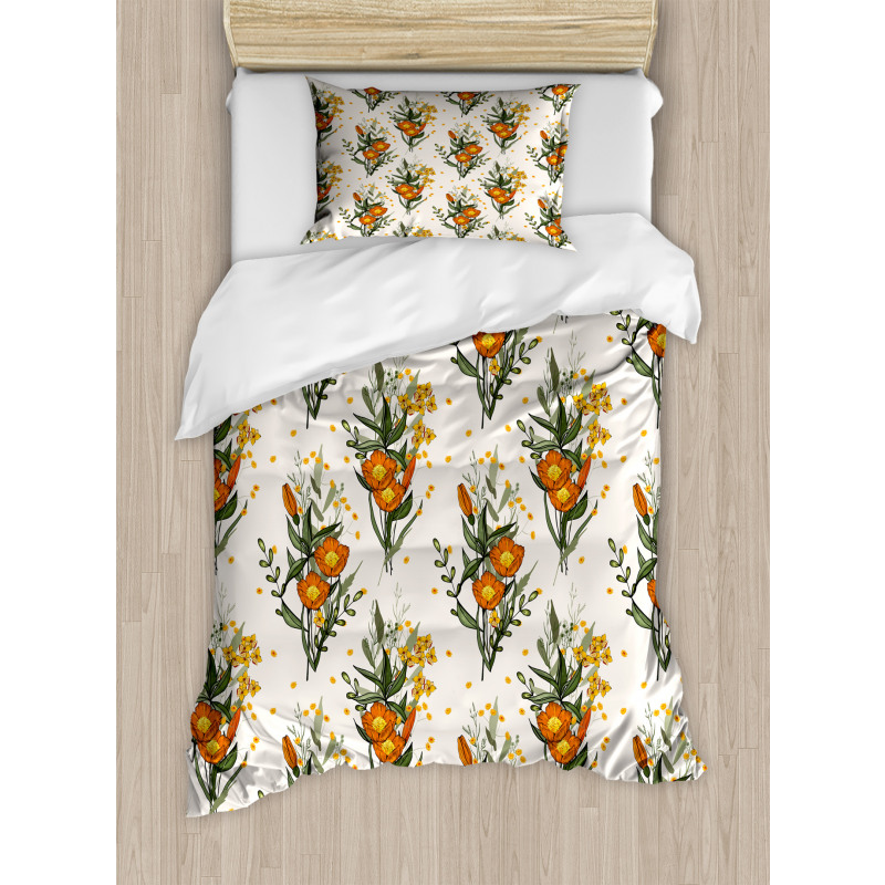 Vintage California Poppy Duvet Cover Set