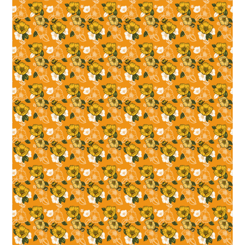 Orange Tones Spring Blossom Duvet Cover Set