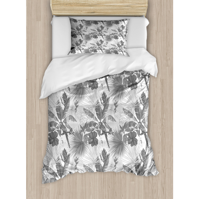 Monochrome Exotic Parrot Duvet Cover Set