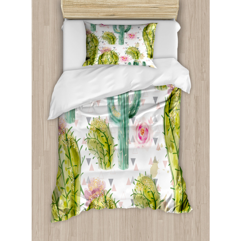 Watercolor Exotic Cactus Duvet Cover Set