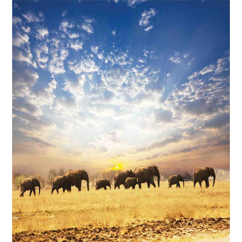 Wild Elephants Herd Duvet Cover Set