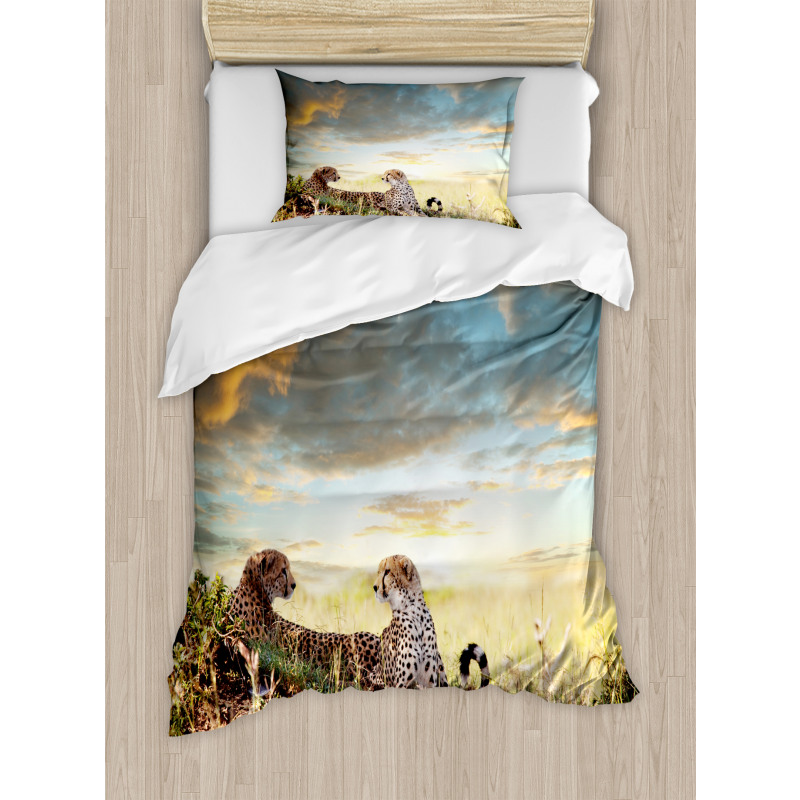 Dangerous Cheetahs in Africa Duvet Cover Set