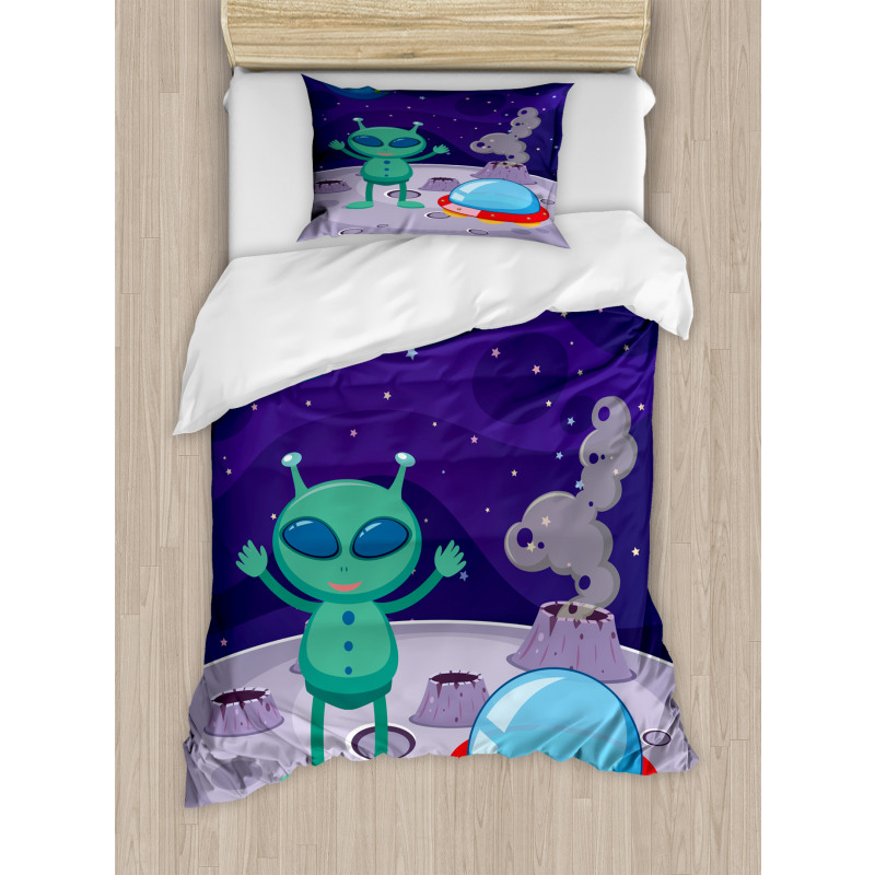 Vertical Shot Space Setting Duvet Cover Set