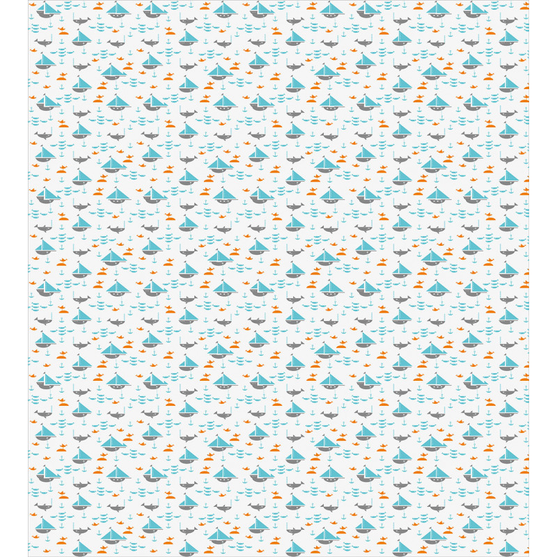 Sailboat Seagull Fishes Duvet Cover Set