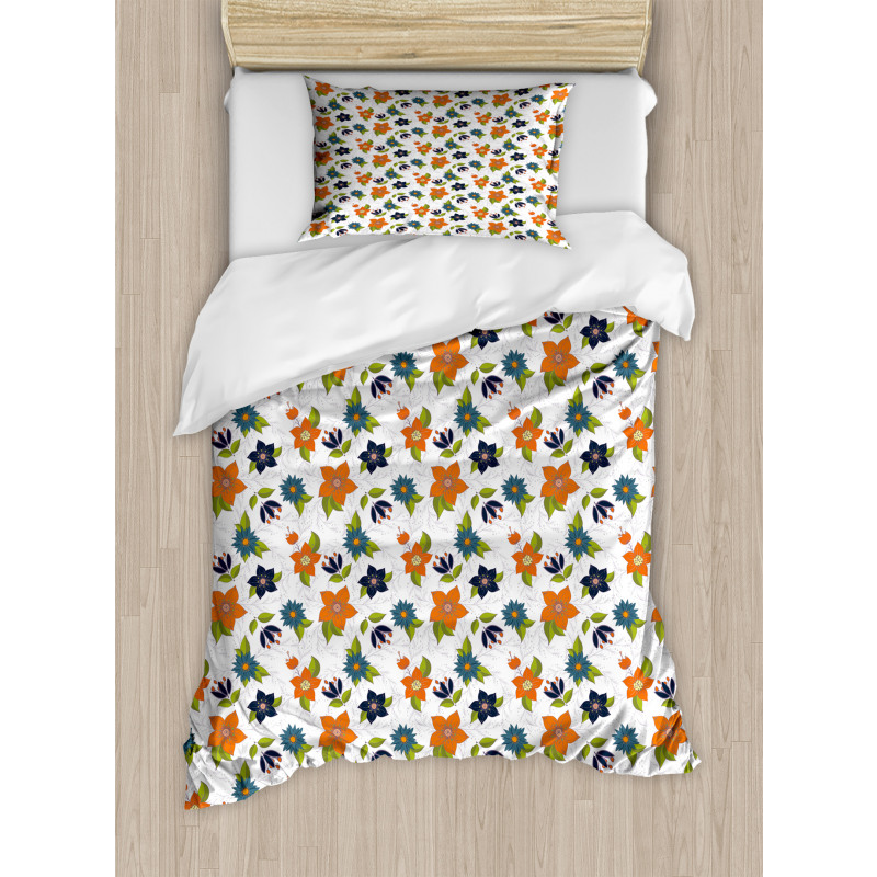 Abstract Flowers Leaves Duvet Cover Set