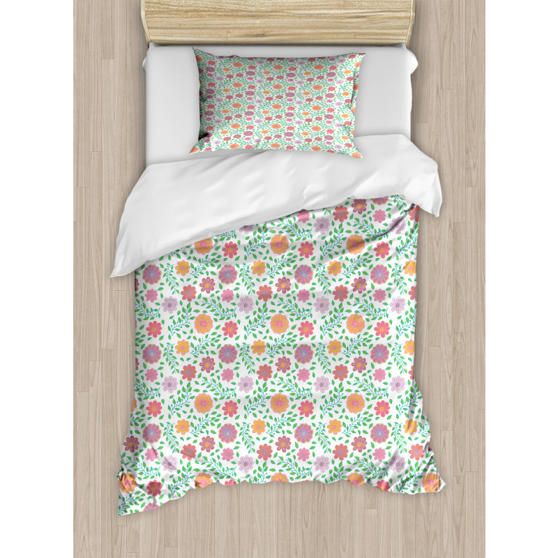 Doodle Flowers Leafy Duvet Cover Set