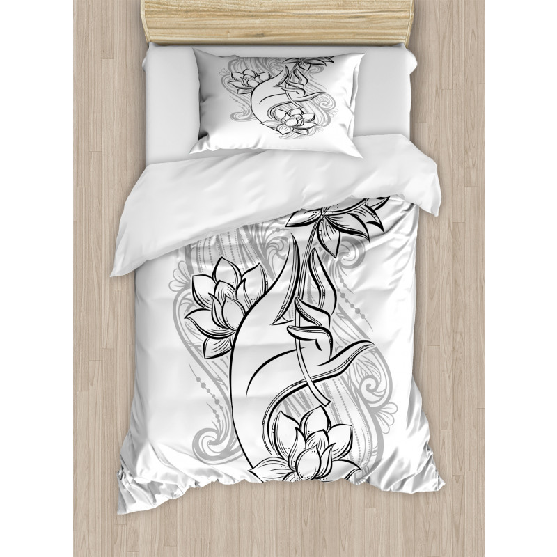 Hand Holds Lotus Duvet Cover Set