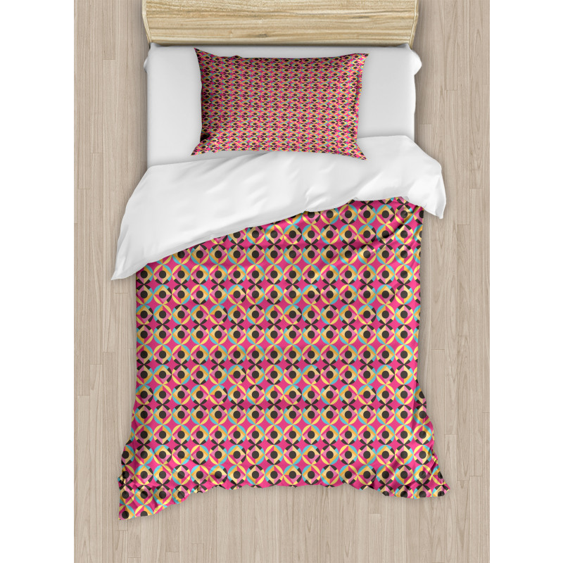 Vivid Rounds and Squares Duvet Cover Set