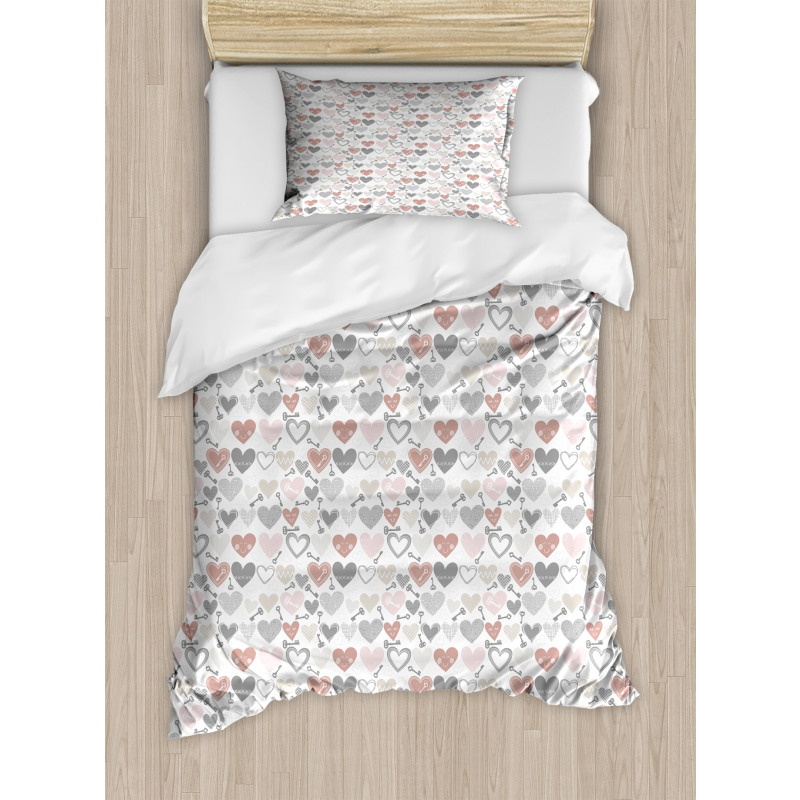 Hearts and Keys Duvet Cover Set