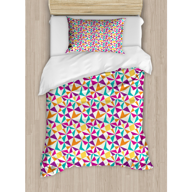 Vivid Mosaic Look Polygons Duvet Cover Set