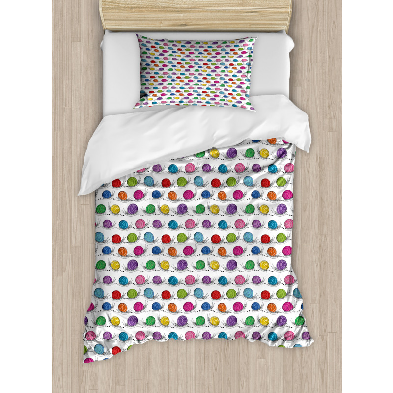 Funny Shelled Vivid Snails Duvet Cover Set