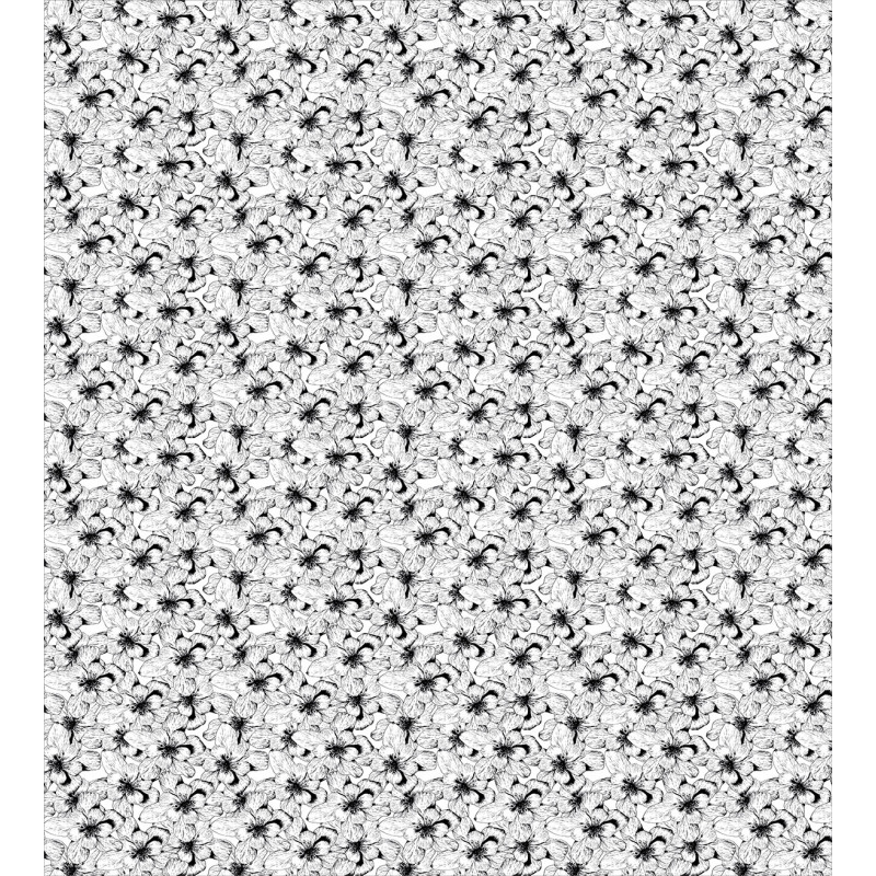 Monochrome Hibiscuses Sketch Duvet Cover Set