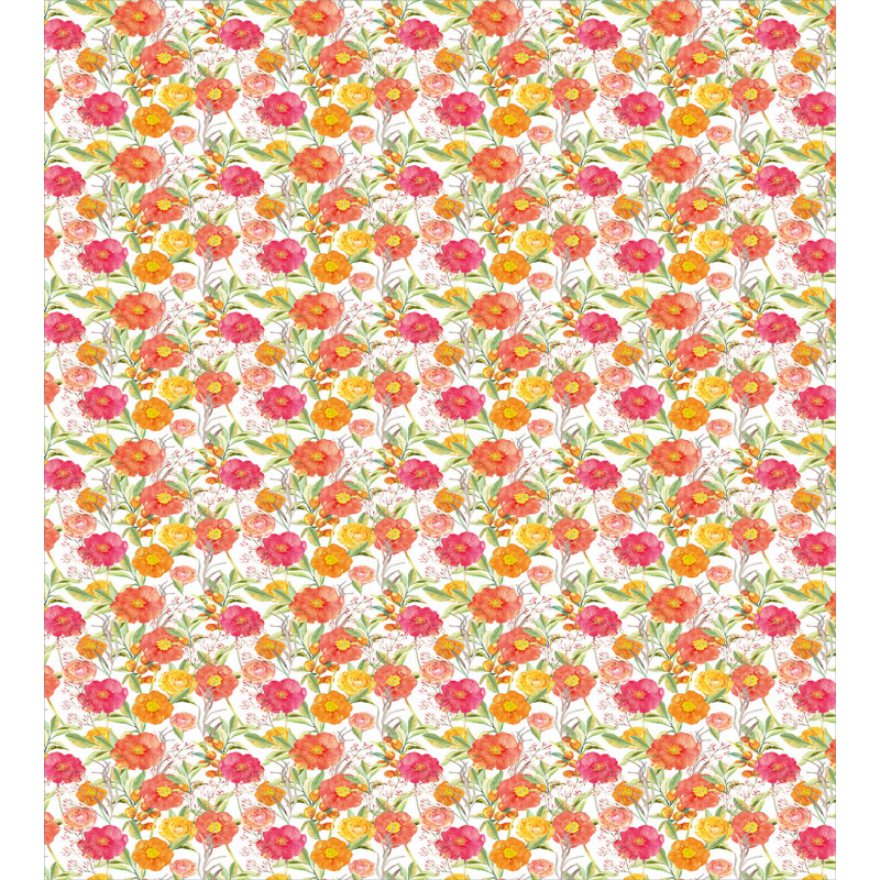 Watercolor Flowers Berries Duvet Cover Set