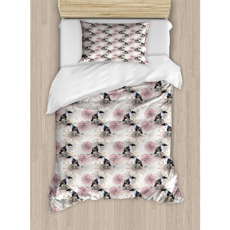 Vintage Toucan and Flowers Duvet Cover Set