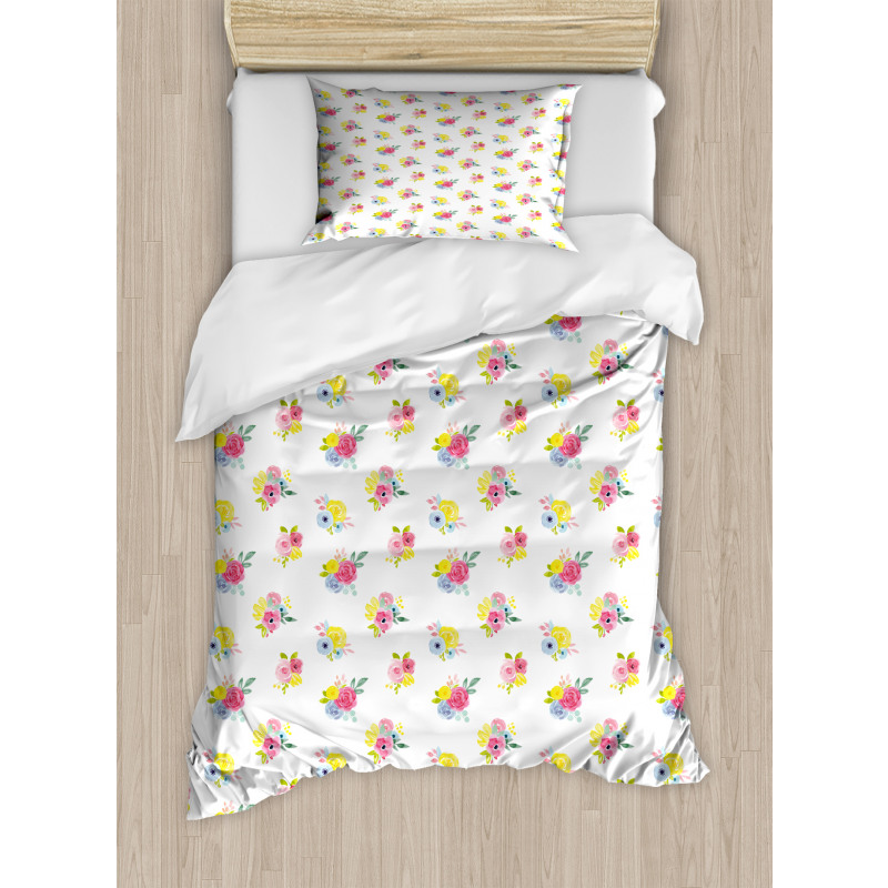 Watercolor Flowers Duvet Cover Set