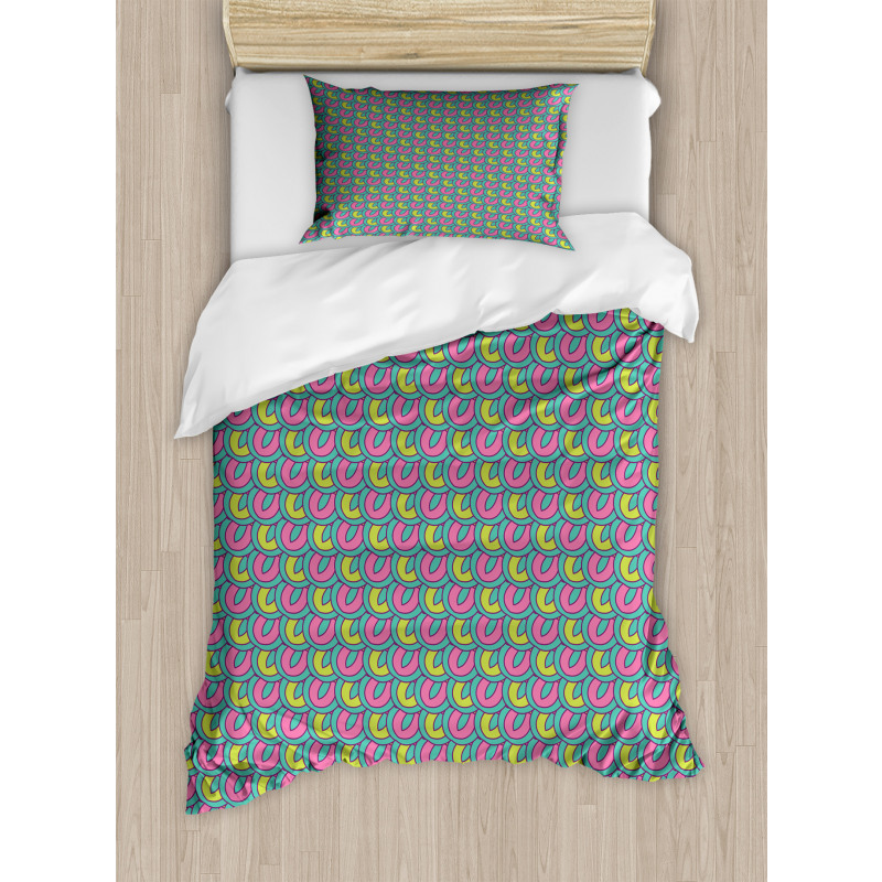 Retro Overlap Motif Duvet Cover Set