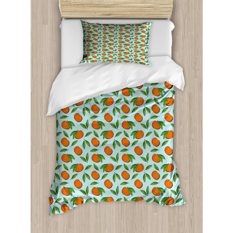 Mandarin Fruit and Leaves Duvet Cover Set