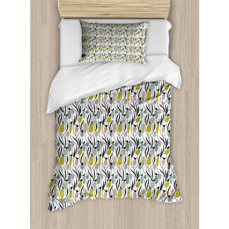 Birds and Abstract Plants Duvet Cover Set