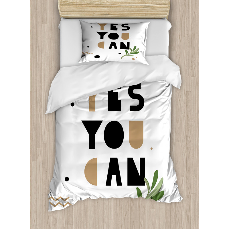 Encouraging Phrase Leaf Duvet Cover Set