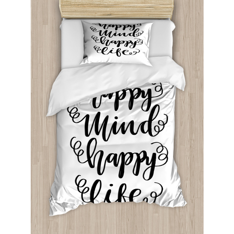 Positive Happy Mind and Life Duvet Cover Set