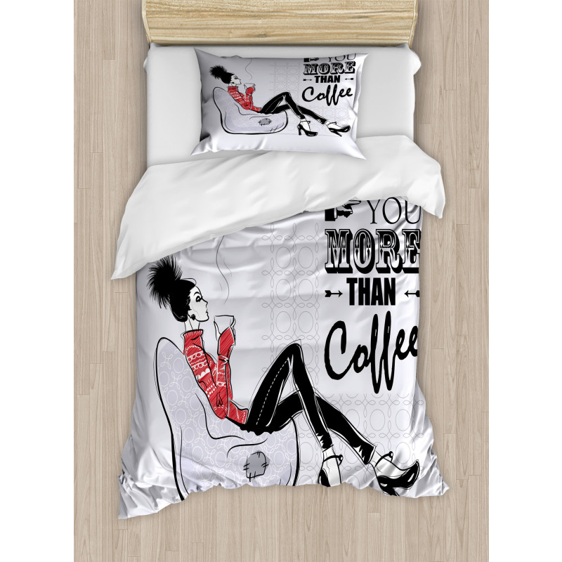 I Love You More than Coffee Duvet Cover Set