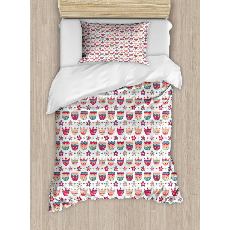 Folkloric Tulips and Florets Duvet Cover Set