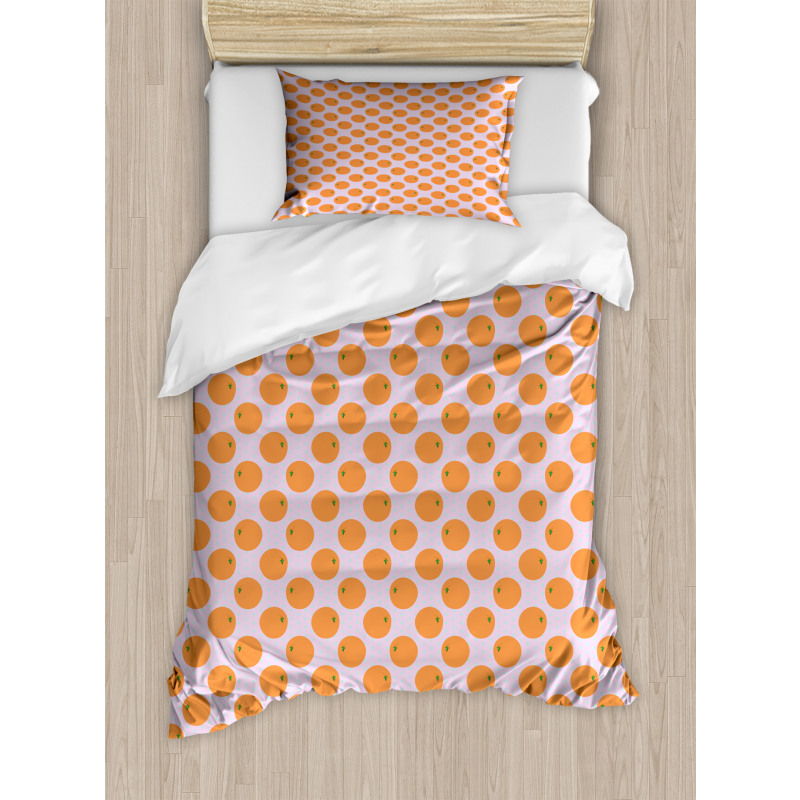 Citrus Fruit on Polka Dots Duvet Cover Set